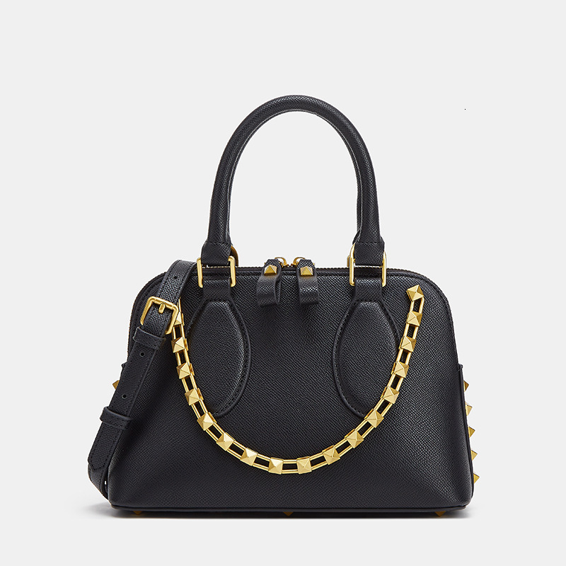 Luxury Bowling 2024 New Leather Women's Handbag Shoulder Crossbody Shell Bag