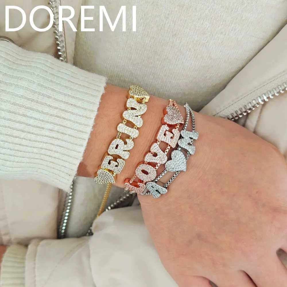 DOREMI A-Z letter bubble Cz name slider letter DIY custom name slider letter heart-shaped charm slider braceletXJ250315