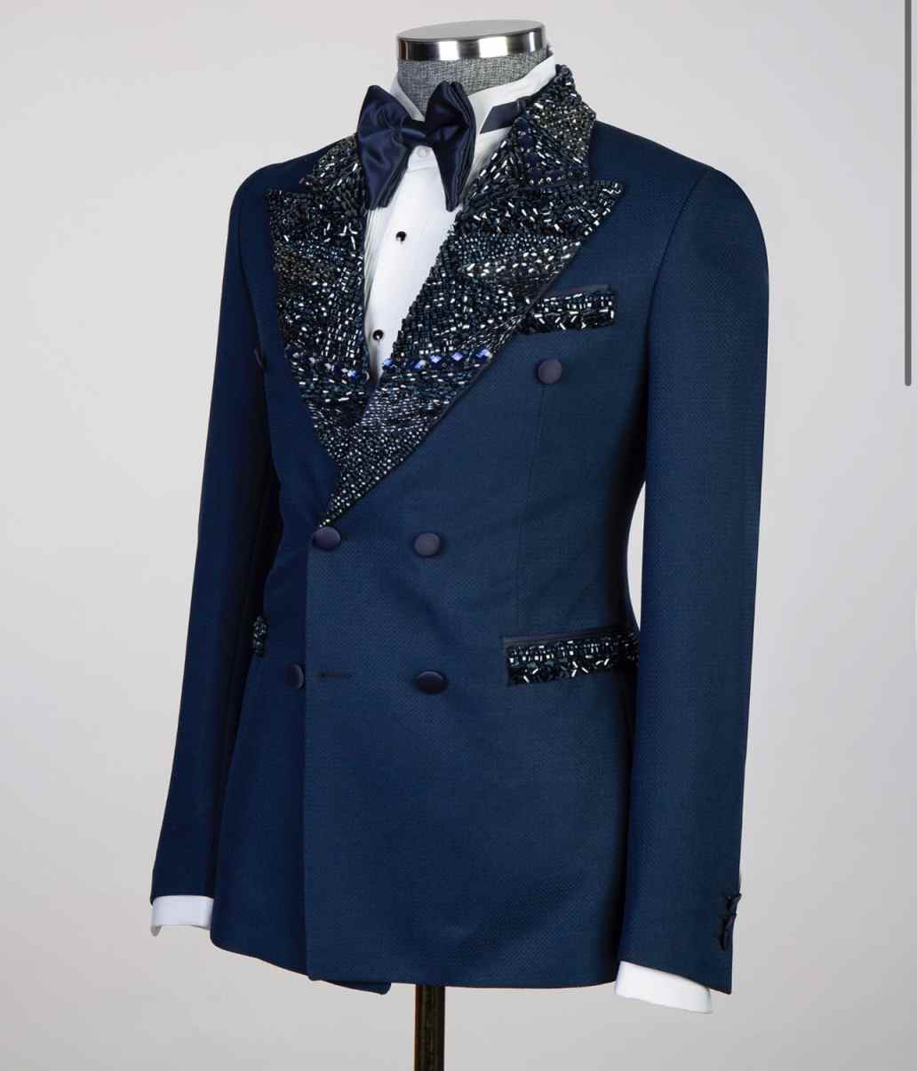 Luxury Wedding Tuxedos Crystal Beaded Men Suit Peaked Lapel 1 Piece Set Jacket Party Groom Business Blazers Customized