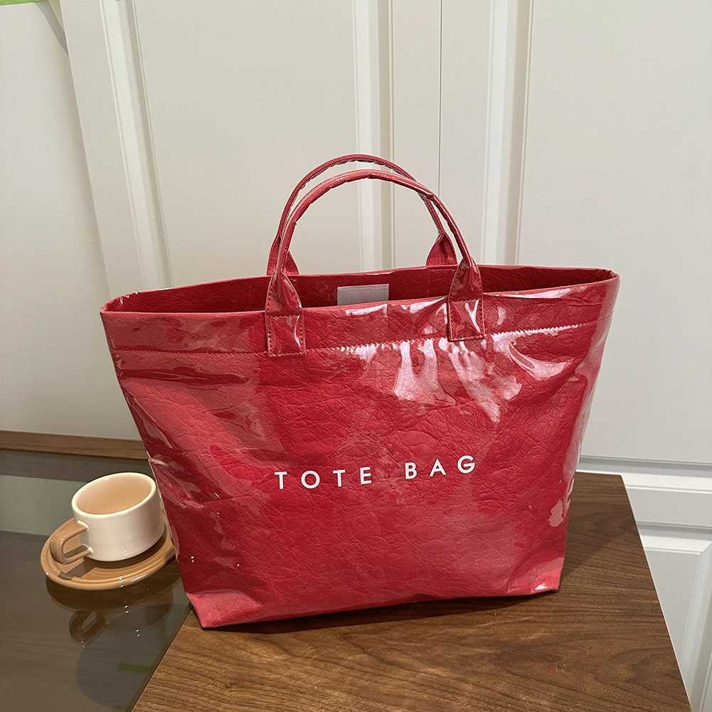 Top Handle Womens Waterproof PVC Shopping Bag Fashion Designer Womens Handbag Large Capacity Travel Simple Handbag Y250315