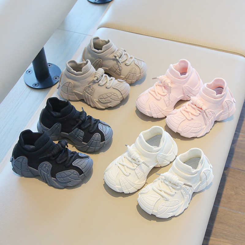 Athletic Outdoor Childrens sports shoes 2025 Spring and Autumn boys casual shoes mesh shoes fly woven girls socks shoes baby white shoesY2503143E6P
