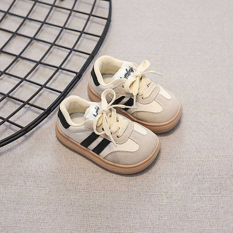 Athletic Outdoor Childrens sports boys non slip soft sole casual striped board girls white baby color blocked shoes childrens shoes C260130