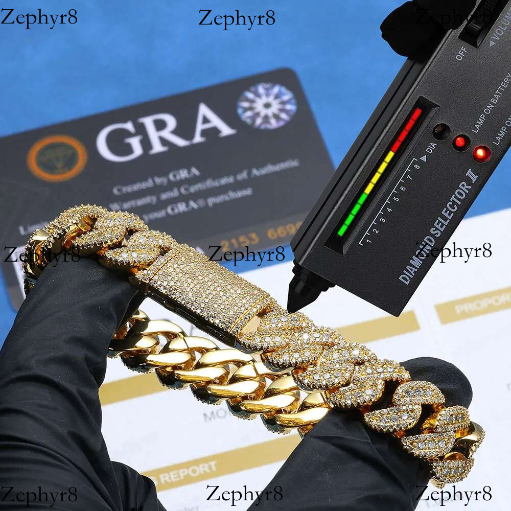 2025 model New 14mm Moissanite Dia Hip Hop Cuban Iced Out Chain For Men Sterg Sier VVS Jewelry Necklace