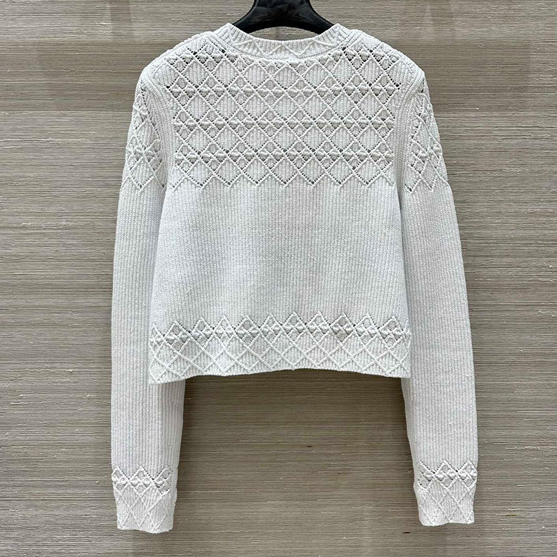 Women's Knit Hollow Out Cardigan Classic O Neck Single-Breasted Long Sleeve Cotton Blend 2Colors Stylish Soft Early Spring Luxury High-Quality De