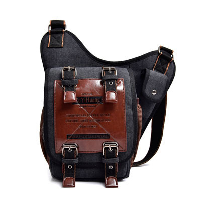 Trendy backpack canvas fashionable men's work one shoulder crossbody, travel multi compartment mailman designer