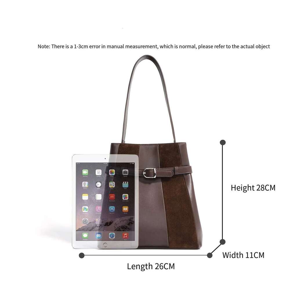 Slouchy Top Handle Tote Genuine Leather Retro Shoulder Travel Handbag Bag Brown Suede Bags For Women