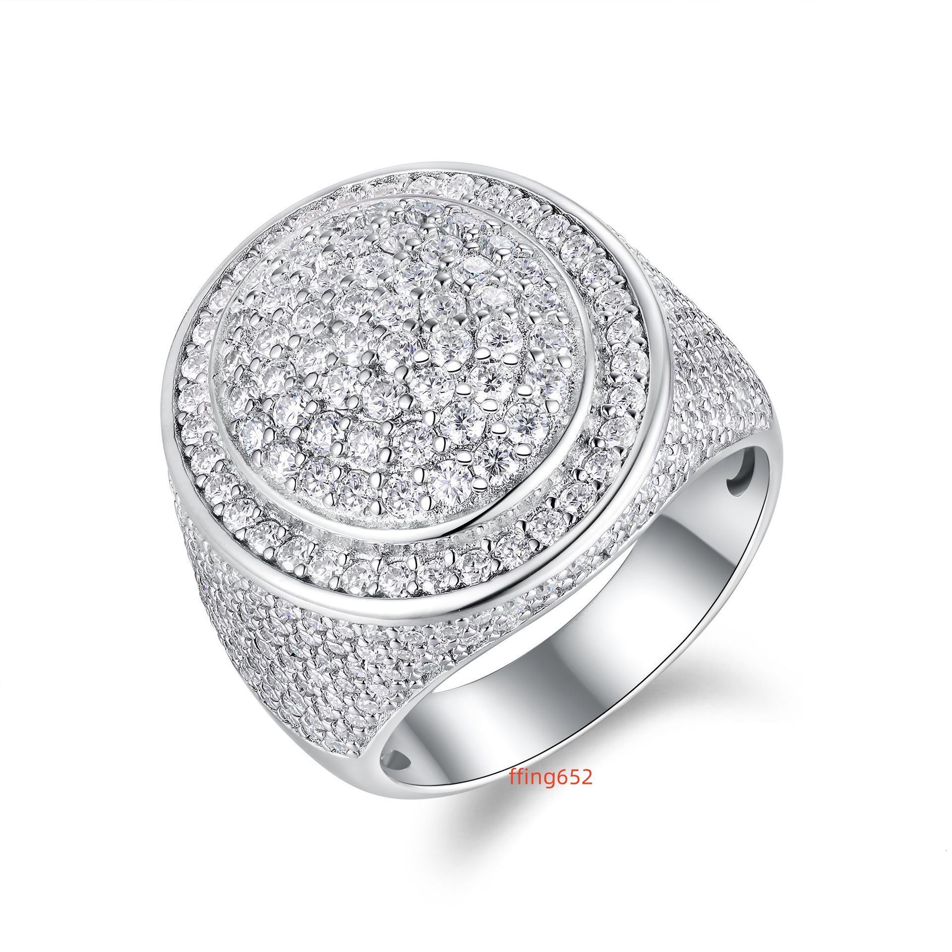 DE Hip Hop 925 Silver Men Moissanite Ring Classic Iced Moissanite Men Ring Hip Hop Men Rings With Moissanite