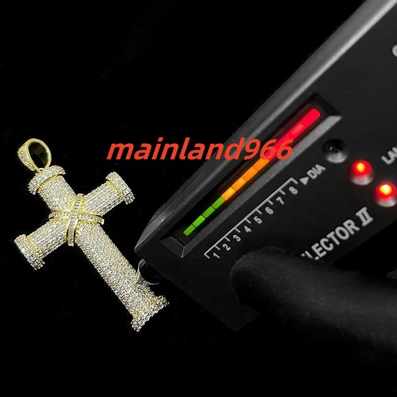Christian Hip Hop Jewelry Pass Diamond Tester Bling Iced Out D Color Baguette VVS Moissanite Large Cross Pendant for Chain Men