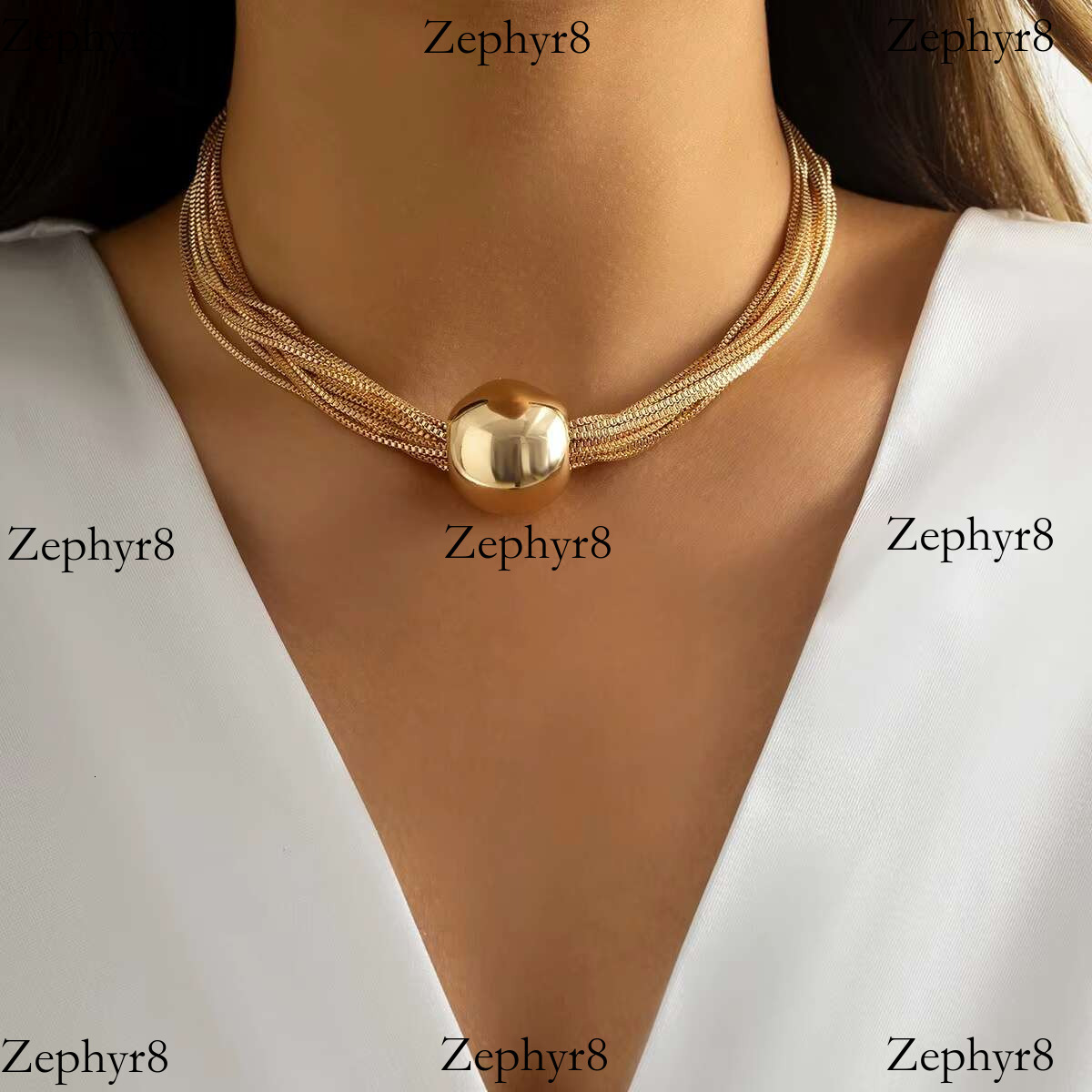 2025 New model Exaggerated Punk Multi-layer Chain Layered Necklace with Small and Elegant Style Geometric Ball Personality Bracelet