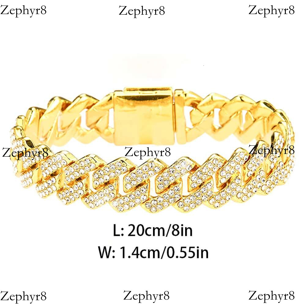Hip Hop Shiny 14MM k Women Men Sier Color Rhie Iced Out Cuban Chain Punk Jewelry Necklace Gift