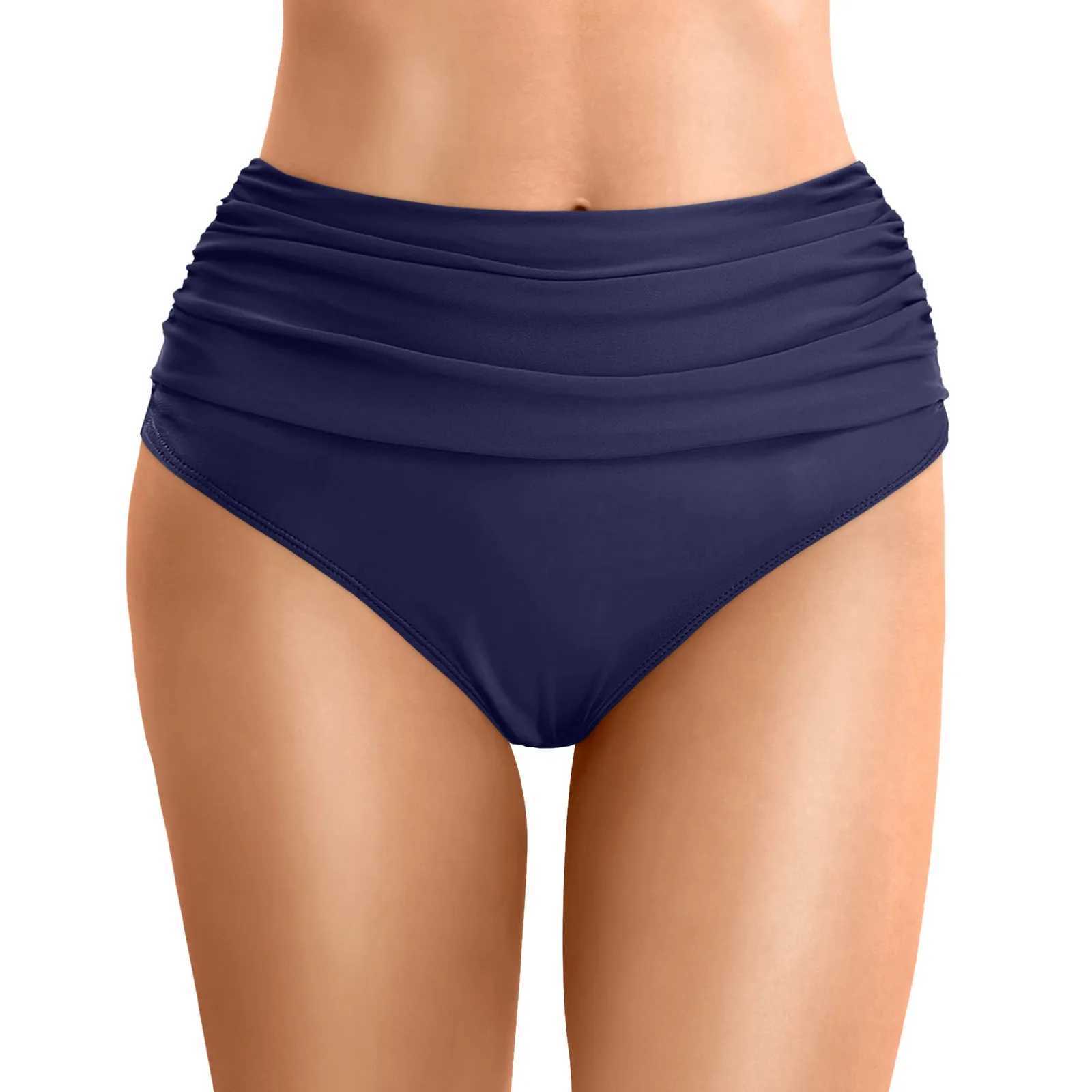 Womens High Waist Bikini Bottoms Black Beach Swim Bris 2024 Ruched High Cut Swimsuit Panties Full CoveragXJ250315