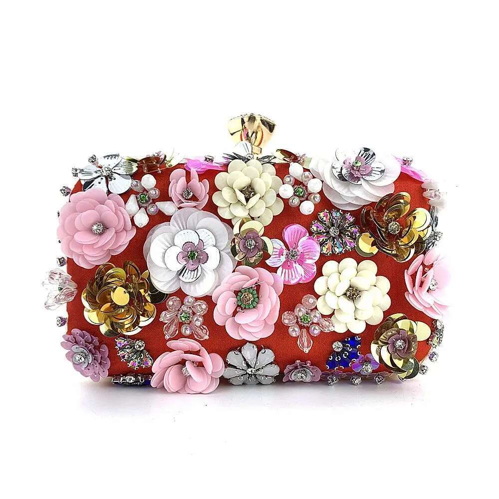 Ral Evening Dinner Beaded Wer Clutch Metal Chain Crossbody Bag Banquet Handbag Wedding Prom Purse Dropship