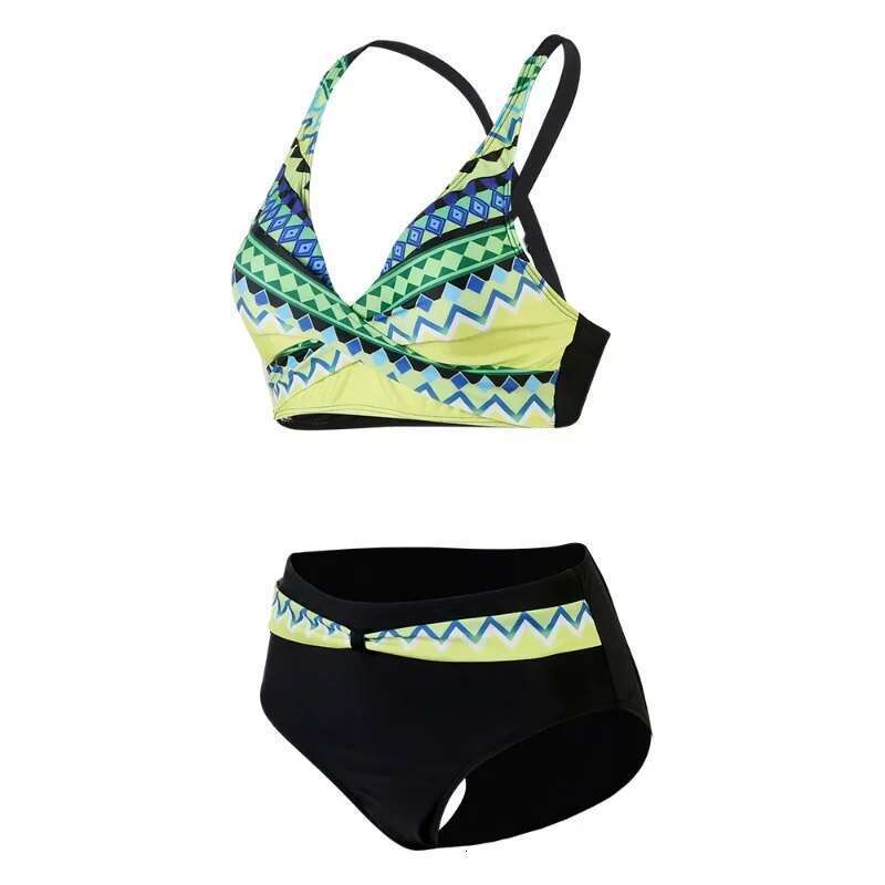 Hawaiian print 2-piece swimsuit, high waisted underwear, vintage style, bikini, women's, beachwear, new collection