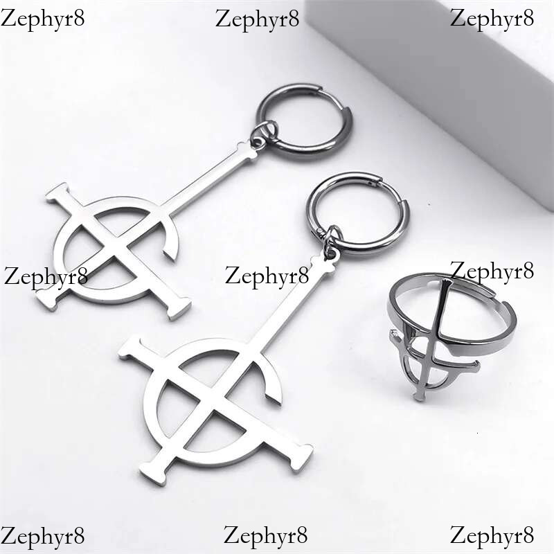 Stainless Steel Jewelry Set BC Rock Band Pendant Necklace The band Ghost Ghoul Chain Necklaces Fashion Earring Ring collar