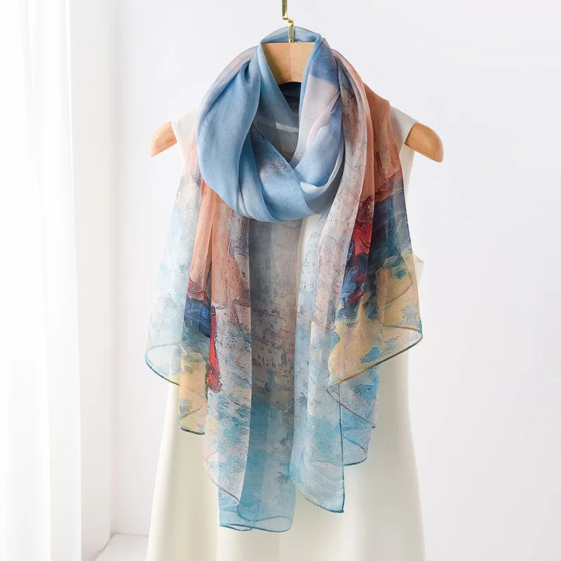 Fashion Spring/Summer Womens Printed Headbands Beach Chiffon Scarves Shawls Womens Long Bags Beach Sunscreen Headbands 250314