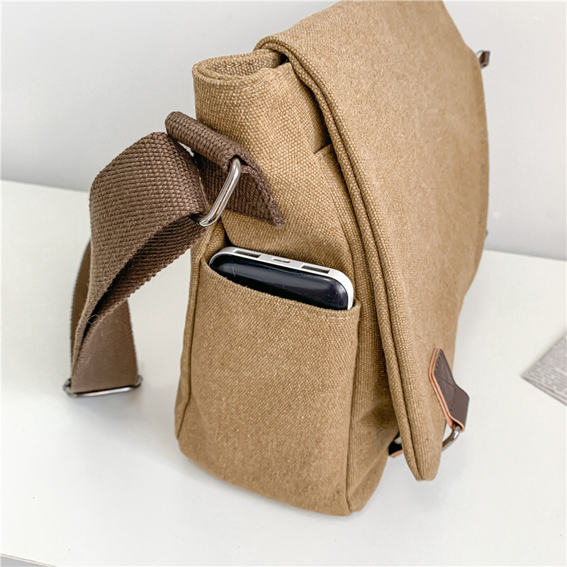 designer bag Academy canvas trendy men's workwear casual shoulder large capacity messenger crossbody bag, horizontal style backpack