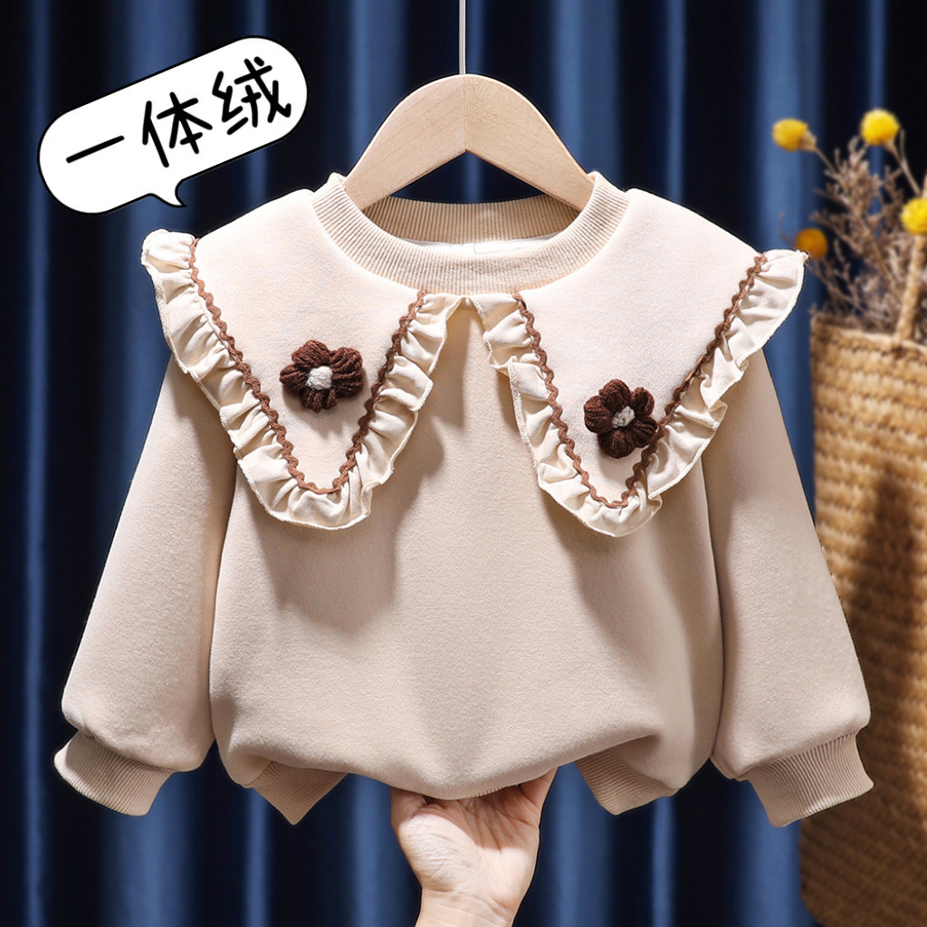 Ddmyshoesvip Velvet Hoodie Autumn Winter New Winter Clothing Korean Edition Western Style Children S And Girls Thick Top Casual Trend