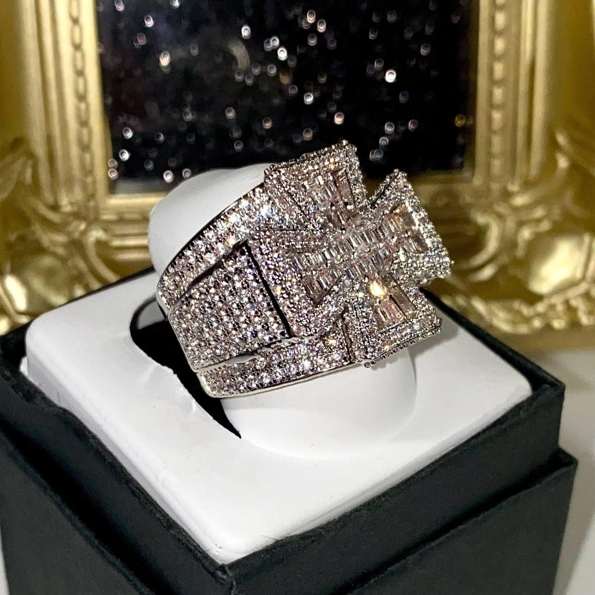 Baguette Cross Mens Iced Out 5X Layered Diamond Moissanite Designer Big Rings for Wedding and Engagement Gifting Options