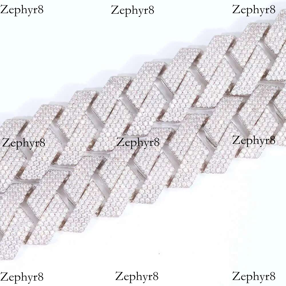 2025 New model Popular Heavy 3 Rows 16mm 20mm Width Sterg Sier Moissanite Hip Hop Necklace Cuban k Chain Bracelet