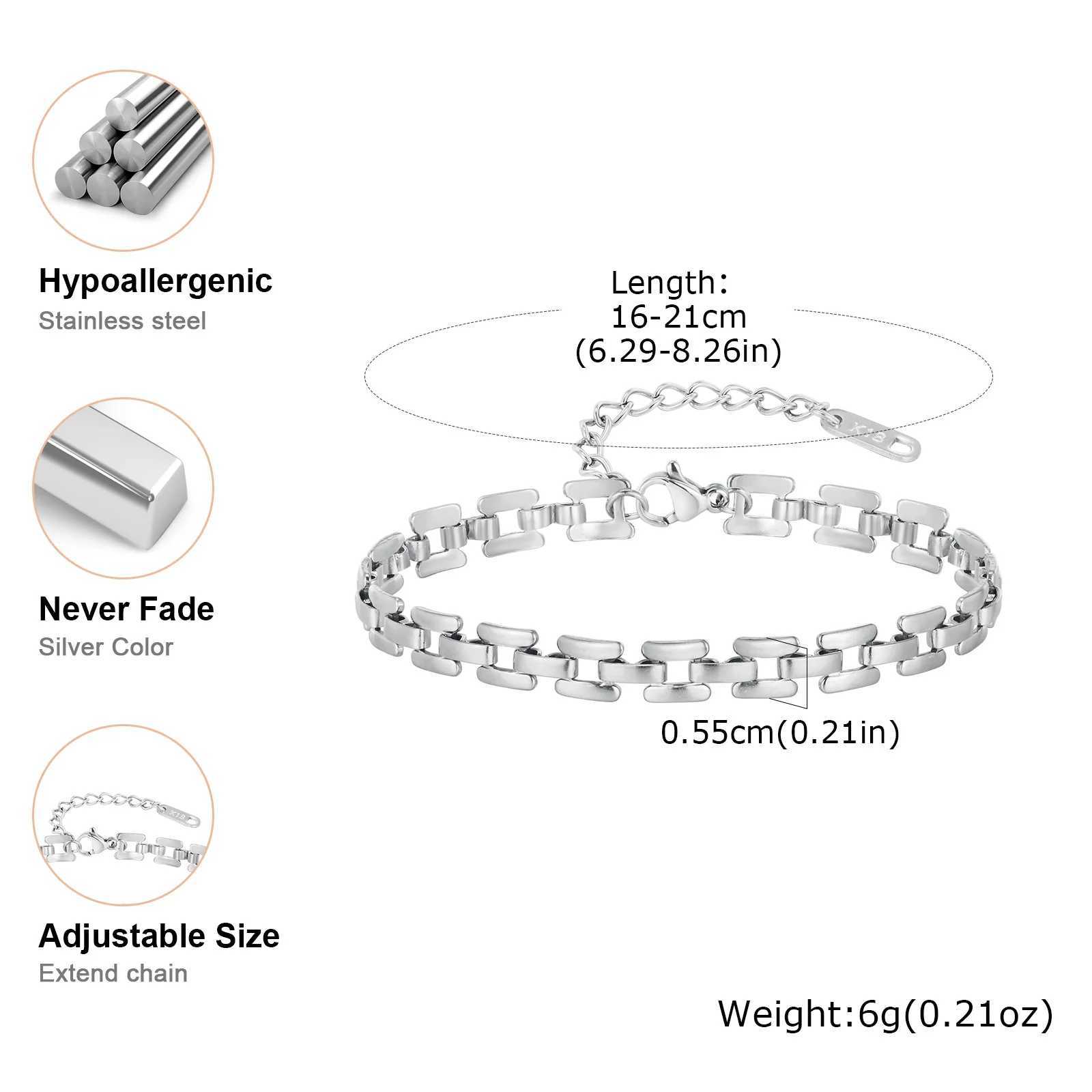 Square Hollow Link Chain Bracelet for Women Brand Style Stainls Steel Hypoallergenic Minimalist JewelryXJ250315