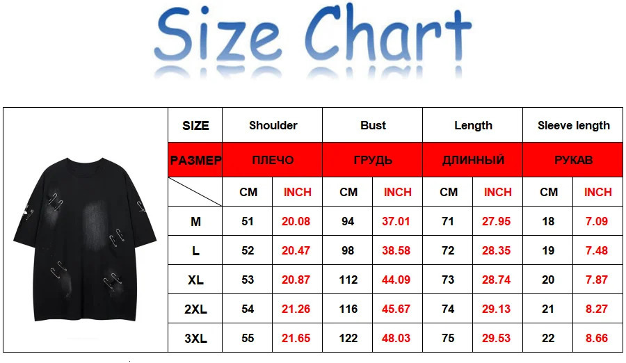 Fashion Men Oversized Vintage Ripped Hole Short Sleeve T Shirt Hip Hop Y2K Mens 100% Cotton O Collared Couple Techwear Shirts 250312