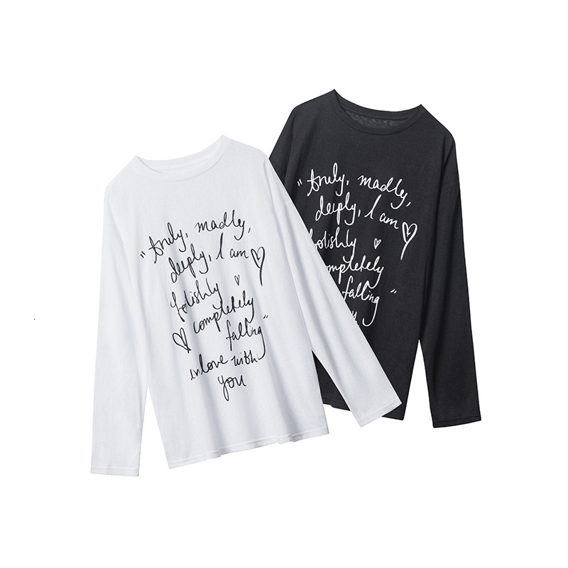Nariele Autumn New 2025 Letter Printed Loose Couple T-Shirt Niche Trendy Brand Versatile Top