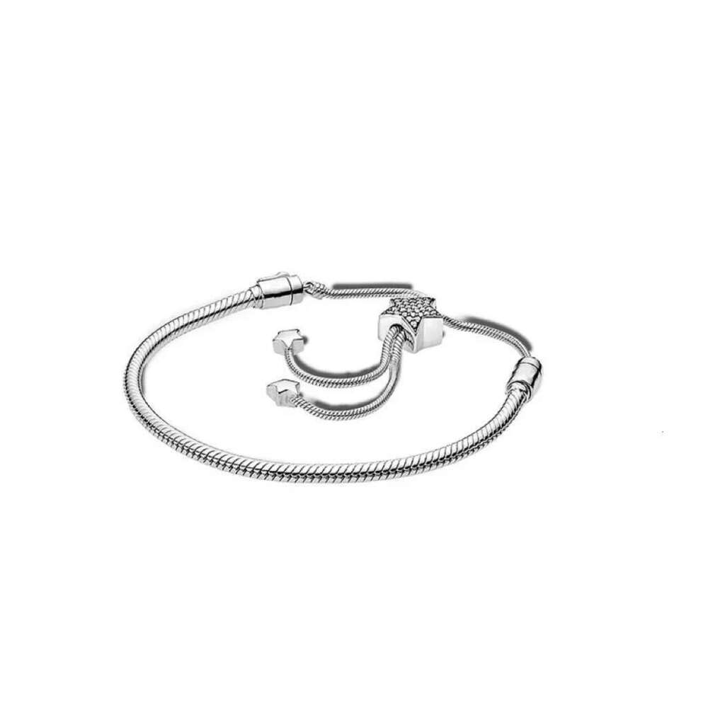 Hot 925 Sterling Silver Fashion Creative Flower Round Snake Bone Bracelet For Women Charm bead bracelet DIY Jewelry Gifts