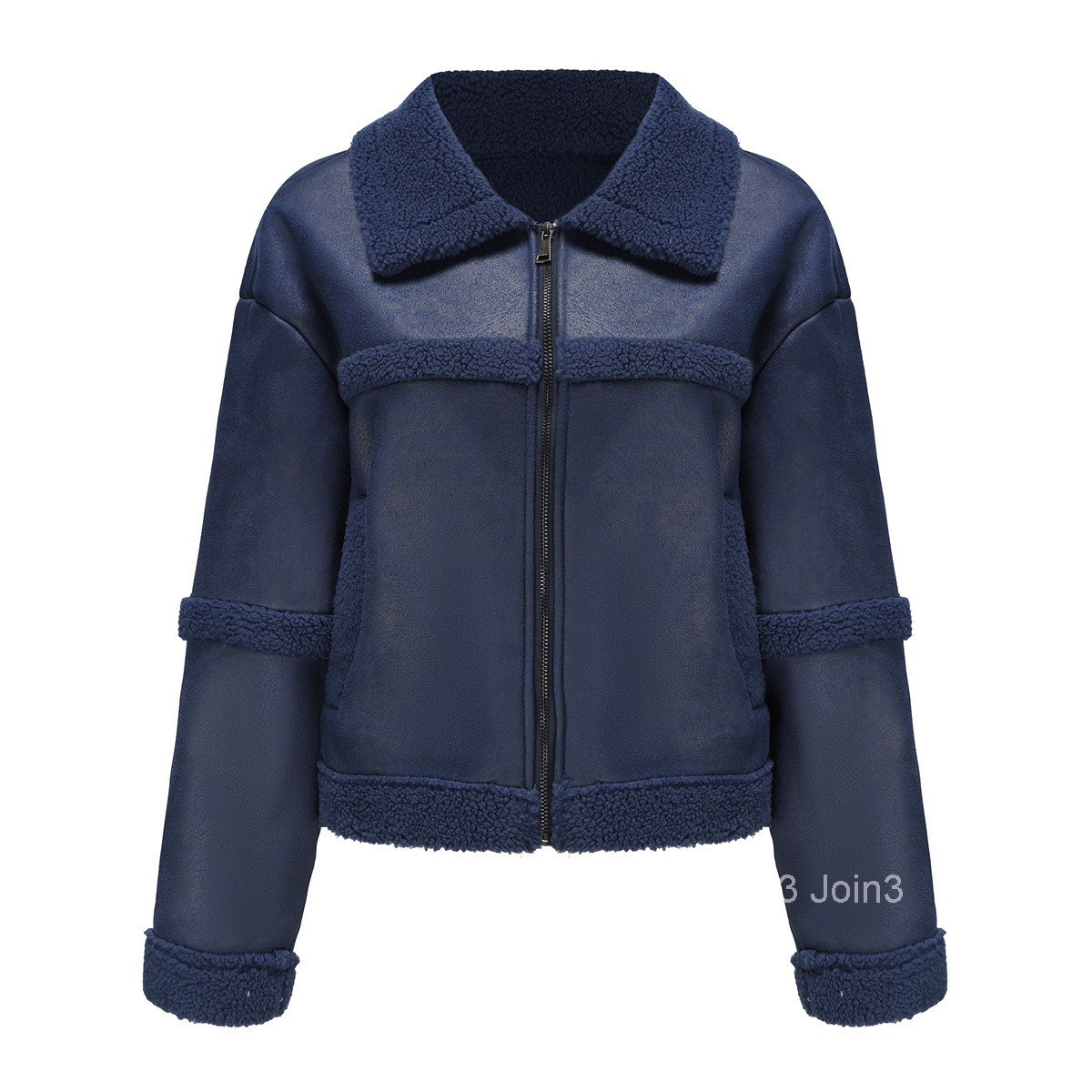 Fashion Autumn/winter New Suede Womens Fashion Warmth Plus Plush Leather Coat Casual Windproof Coat Womens Wear Join3