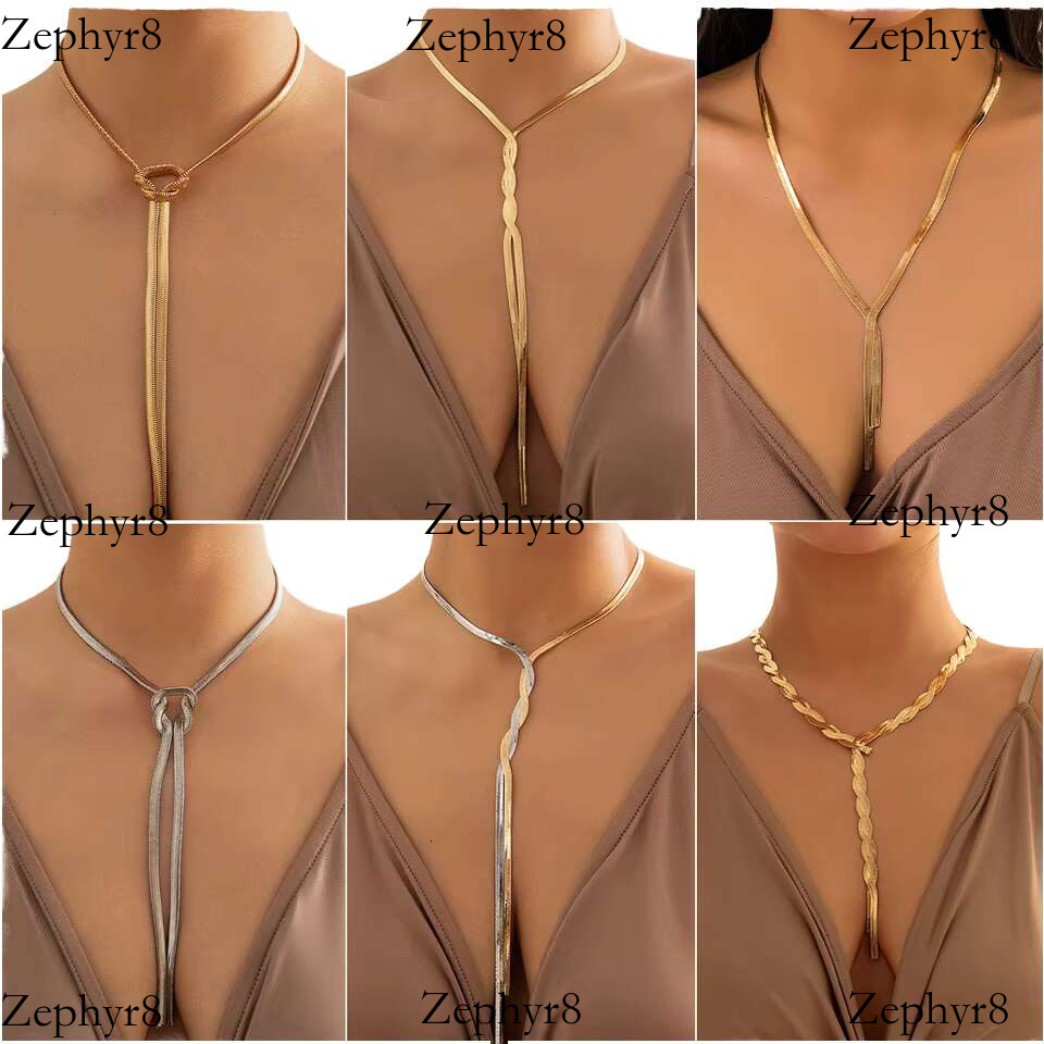 2025 New model NJC Wholesale Women's Punk Religious Necklace Gold Plated Double Chain Weaving Adjustable Flat Snake Bead Long Pendant