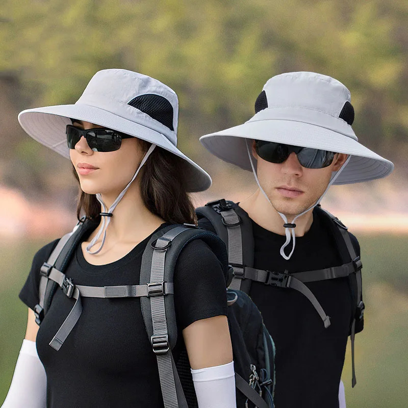 Summer UV protection bucket hat suitable for men and women quick drying hiking fishing hat mens outdoor breathable wide brown sun beach hat 250314