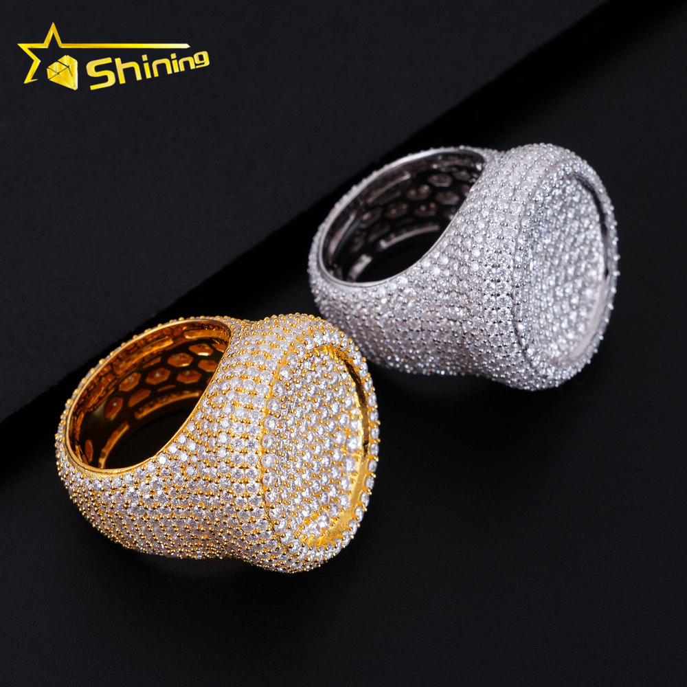 Luxury Style Custom Jewelry Silver 10k 14k 18k Vvs Moissanite Ring Hip Hop Jewelry Pass Diamond test Men Pinky Iced Out Ring