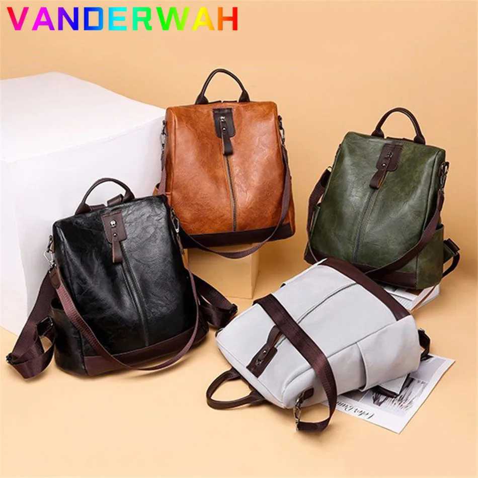 Womens leather backpack 3-in-1 womens anti-theft backpack teenage girl travel backpack Mochila Feminina Z250315