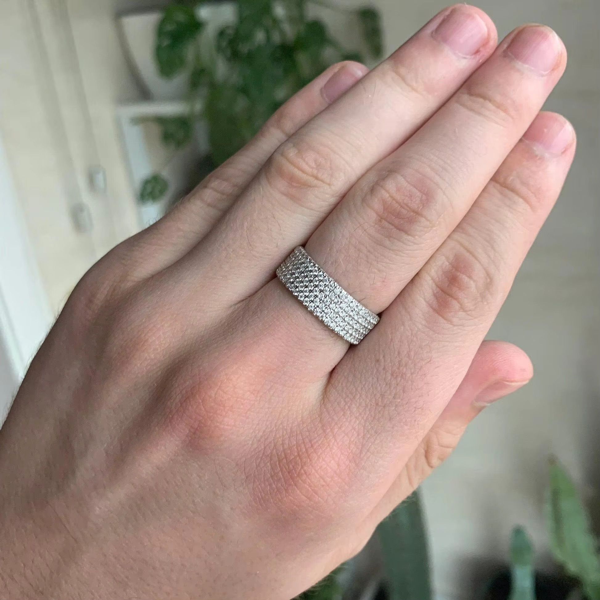 Band Ring Moissanite Diamond Fine Sterling Silver Hip-Hop Style Wedding Gift Unisex Twilight Bella Celebrity