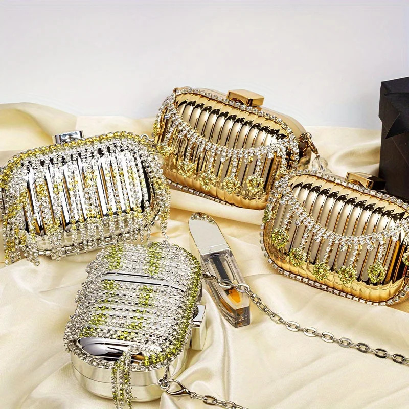 Acrylic Womens Mini Purse Rhinestone Beaded Crossbody Bag with Coin Pocket Lipstick Organizer Sparkling Evening Clutch 250311