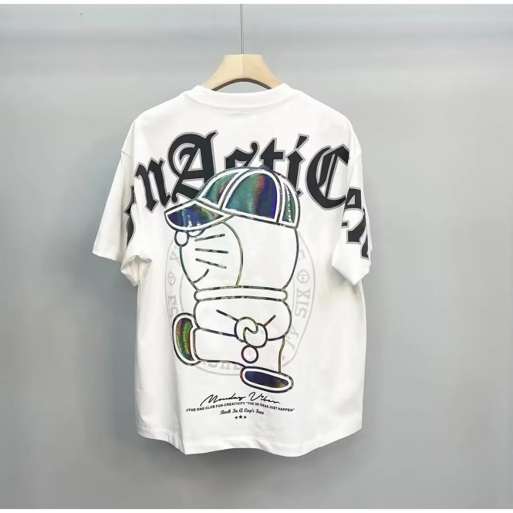 Designer Pure Cotton Men's T-shirt 2025 Summer Urban Style Half Sleeve Casual To Fashion Round Neck T-shirt Street Printed Blue Fat Laser T Versa