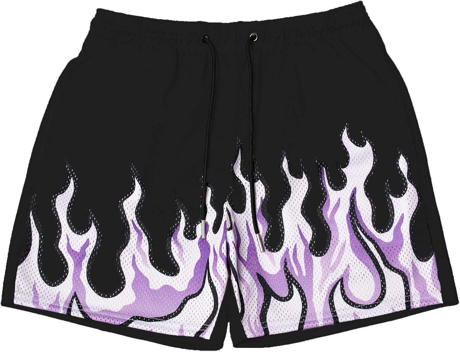 Men's Basketball Shorts Casual Workout Athletic Shorts Flame Graphic Print Running Short Pants
