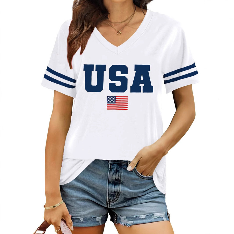 Summer American Flag Printed T-Shirt Independence Day Top