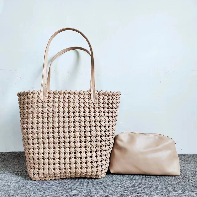 Knitted Shoulder Large Capacity Mother Handmade Woven Women's Bag, 2025 New Bucket Bag