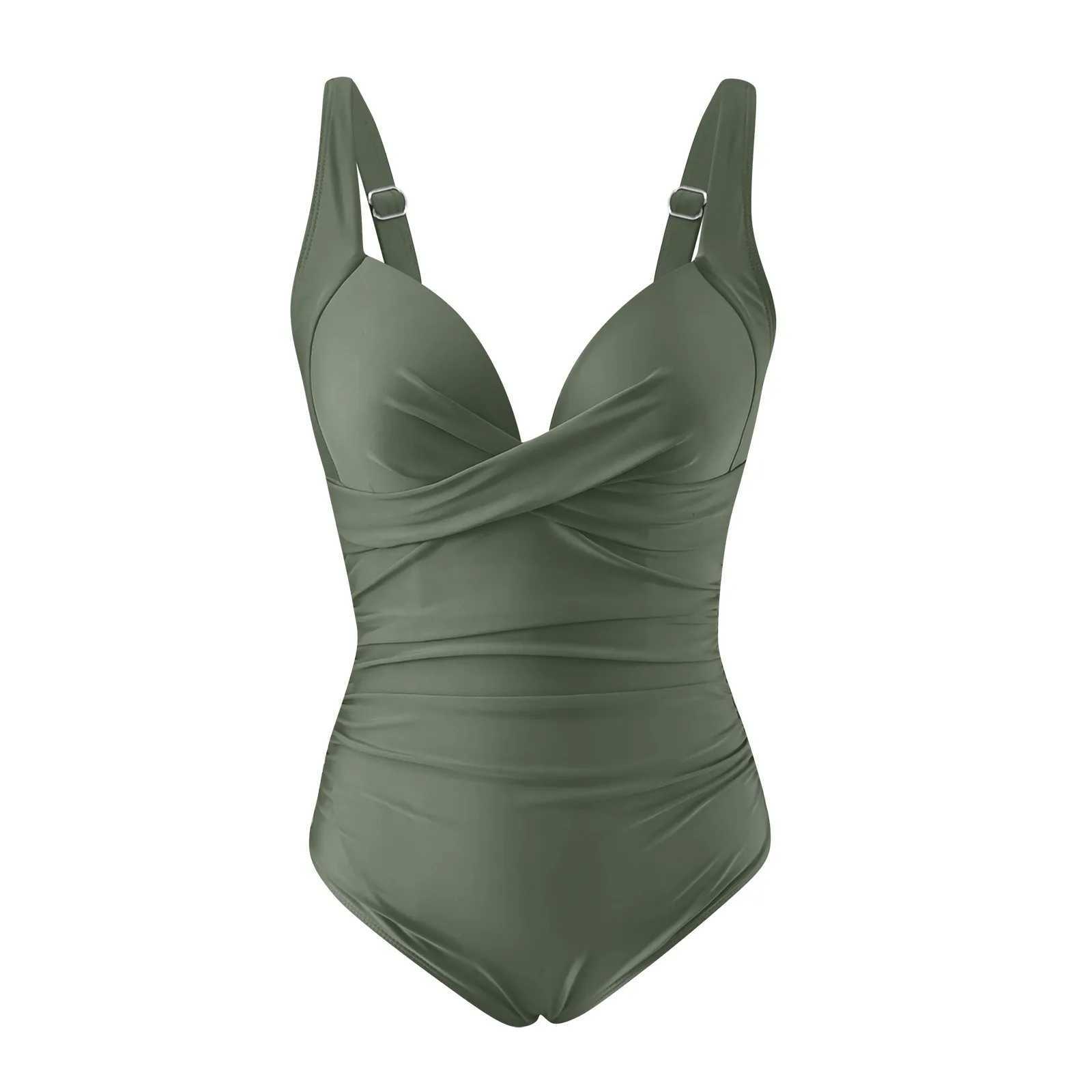 Sexy one-piece 2024 swimsuit push up swimsuit women Ruff Monokini adjustable shoulder swimsuitXJ250315