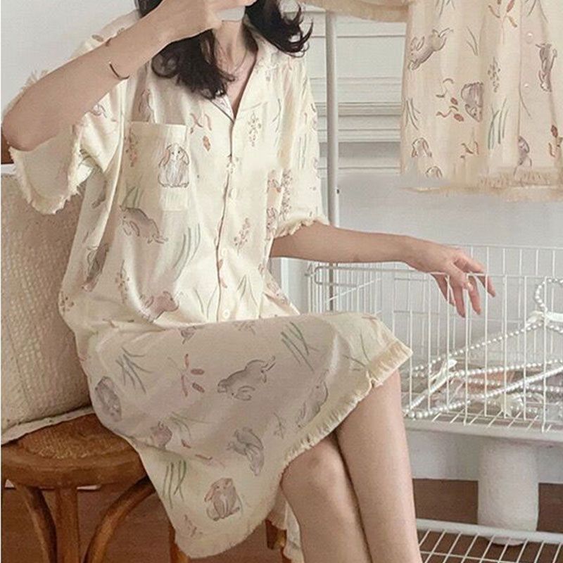 B780-Summer home clothes pajamas women summer short-sleeved home clothes Tencel modal cotton pajamas set