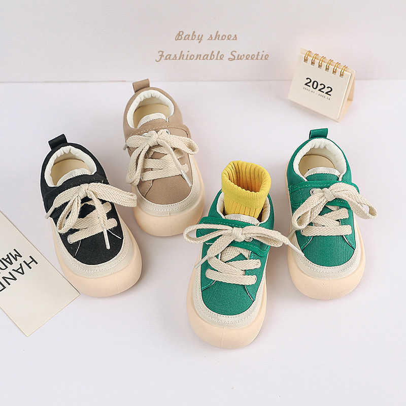 Athletic Outdoor JPF2286 Korean version childrens canvas shoes boys black lace up soft soled shoes girls spring and autumn new style childrens shoesY2