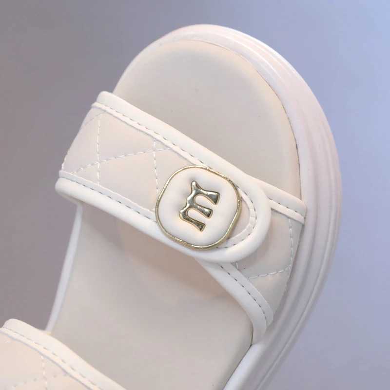 Girls PU Leather Fashion Beach Shoes Plaid Casual Comfortable Child Platform Sandals Flats Summer Versatile School Sandals H05068T250315