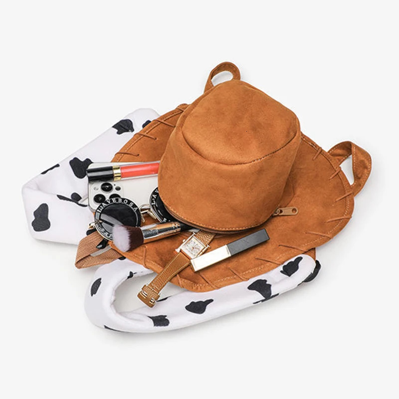 Creative Hat er Backpack Womens Cosplay Satchel Bag Frosted Leather Zipper Shoulder Bag Niche Unique Ladies Schoolbag 250314