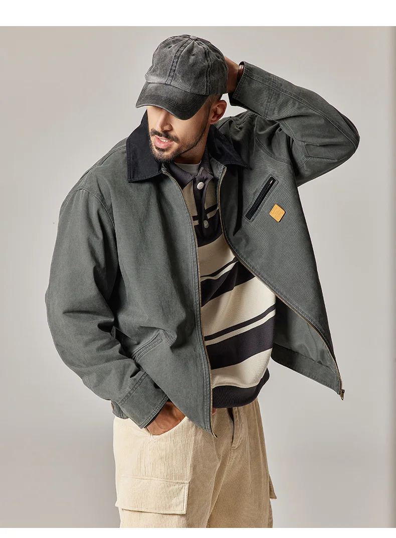 Mens Spring And Autumn Retro Safari Detroit Cotton Workwear Jacket Outerwear 250313