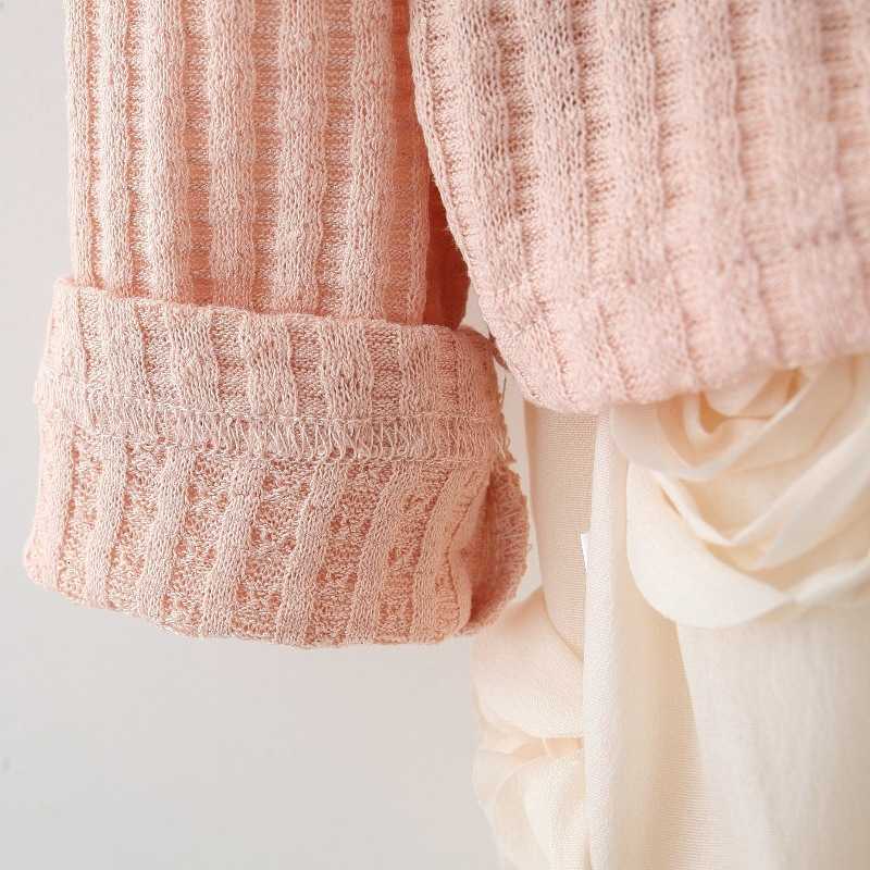 Girl's Dresses Children's clothing, girls' skirt set, spring and autumn children's baby knitted cardigan+rose bud princess skirt t