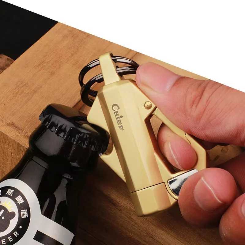 Metal Multi-function Keychain Kerosene Lighter Outdoor Bottle Opener Tools ic Grinding Wheel Ignition Smoking AccessoriesC250315