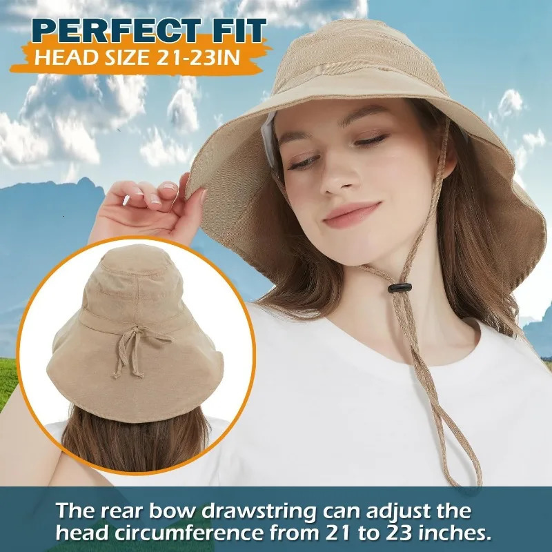 Womens visor with neck flap UPF 50 UV protection wide brimmed packable cotton cap Fishing Hiking Garden Beach 250314