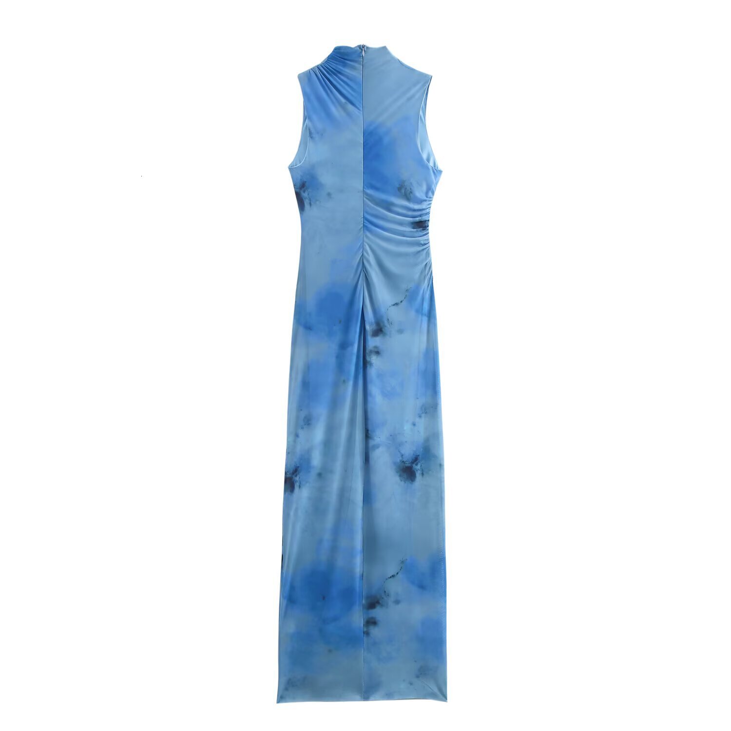 2025 Summer New Style Sexy Slim Fit Pleated Printed MIDI Dress Sleeveless Long Skirt