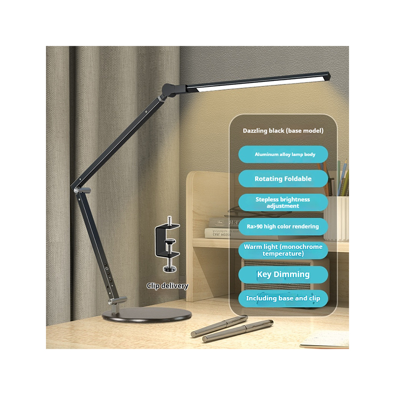 LED Desk Lamp with Clamp Architect Desk Lamps Adjustable Swing Arm Eye Protection 5 Brightness Table Light Modern Computer Lighting for Home Indoor Of