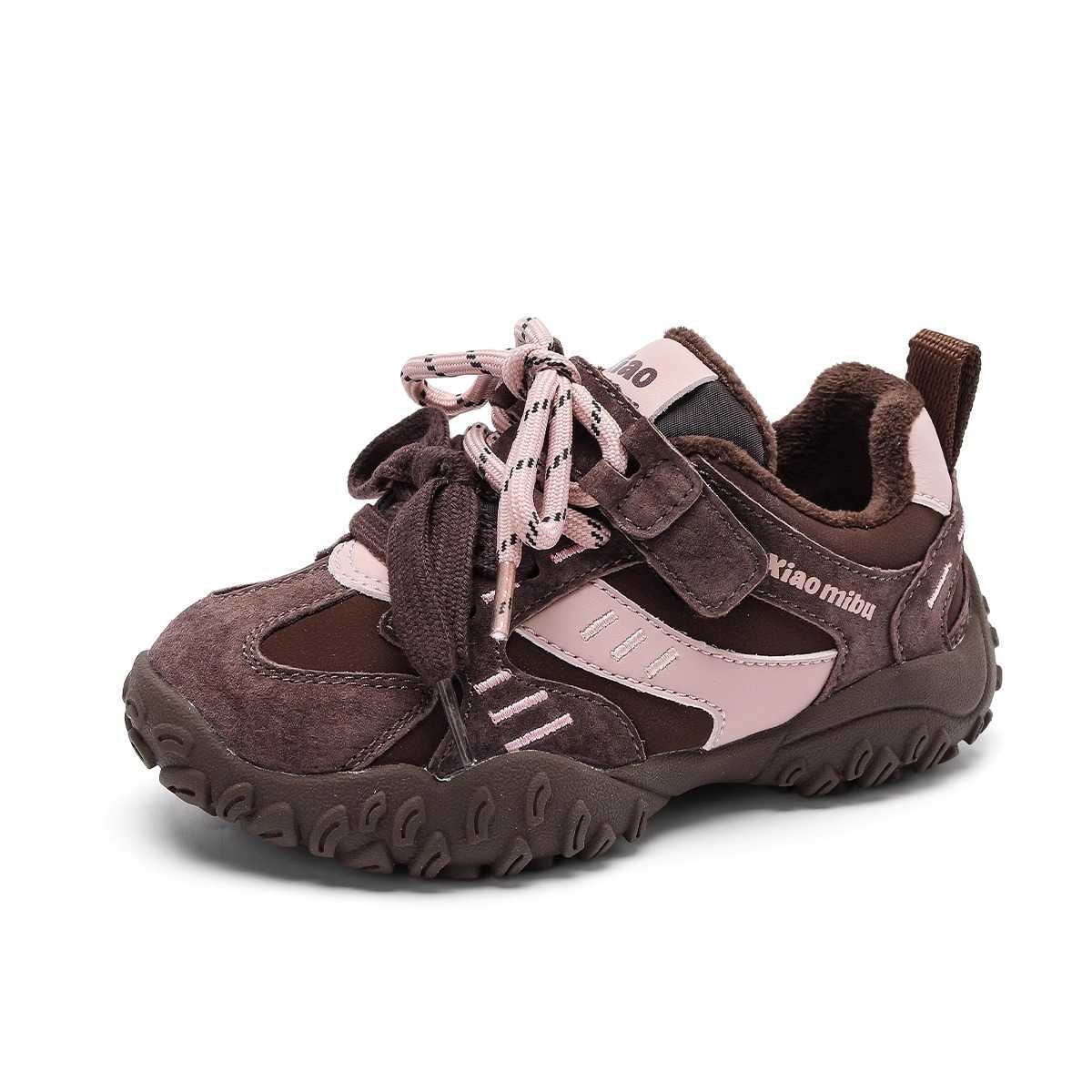 Athletic Outdoor Girls sports shoes 2025 winter new style with plush dad shoes two cotton childrens casual shoes boys thick childrens shoesY2503146K92